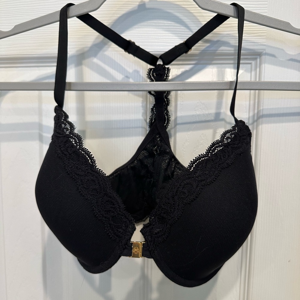 Natori Bra 32DDD Feathers Front Close T-Back